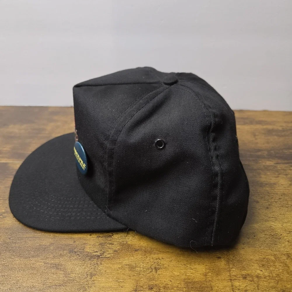 Vintage 80s Hard Rock Cafe Orlando Leather Strapback Hat Made in USA Black